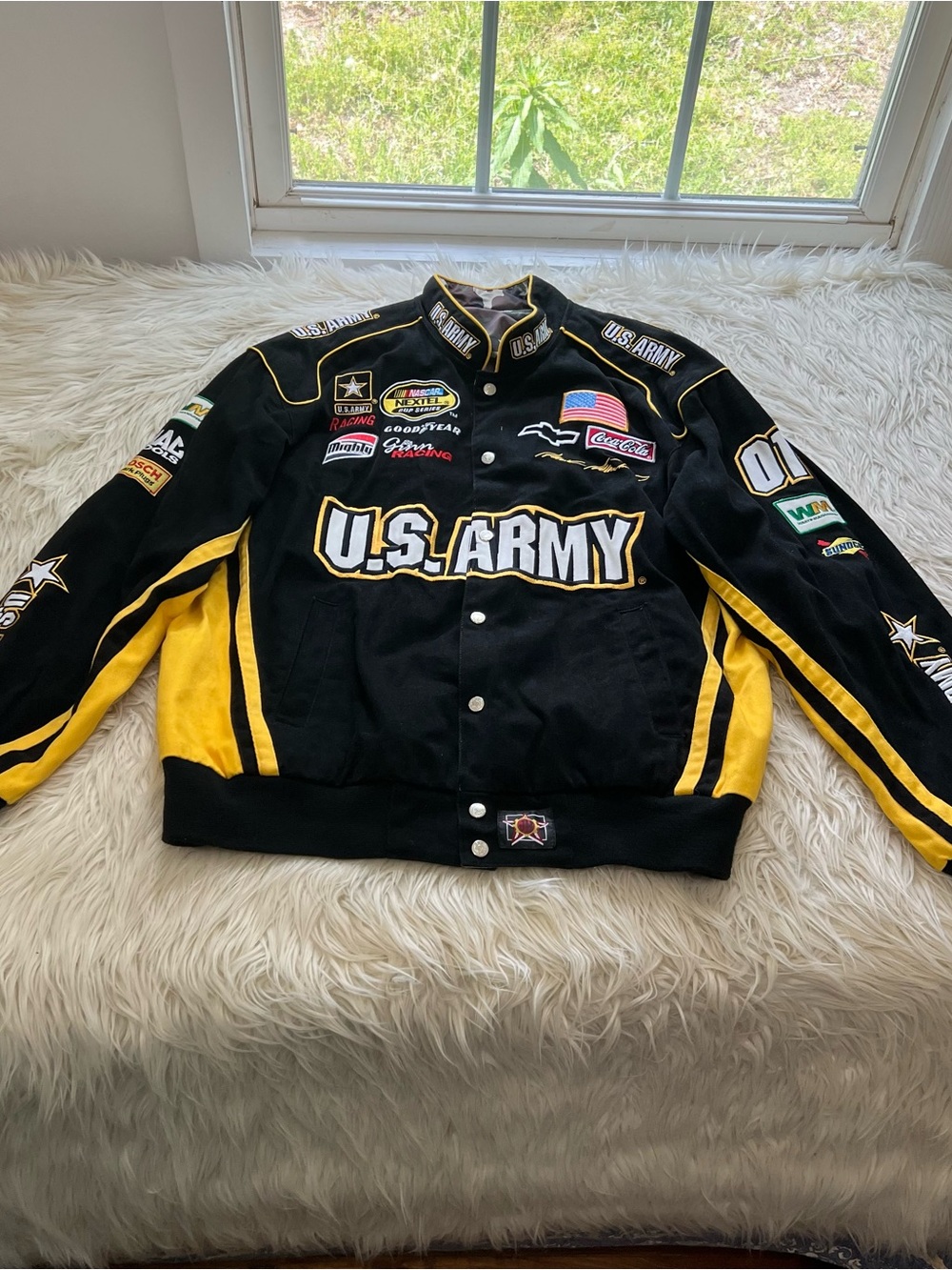 Vintage JH Design U.S. Army NASCAR Racing Jacket Reversible Camo Men's XL